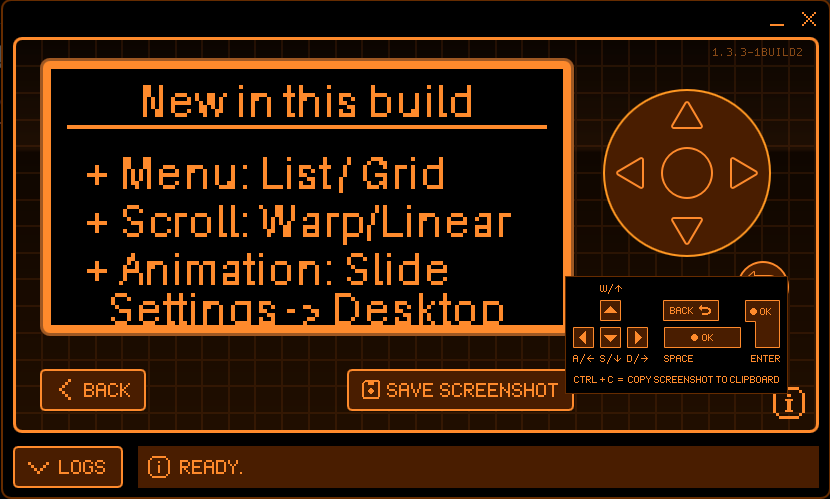 New build features screen